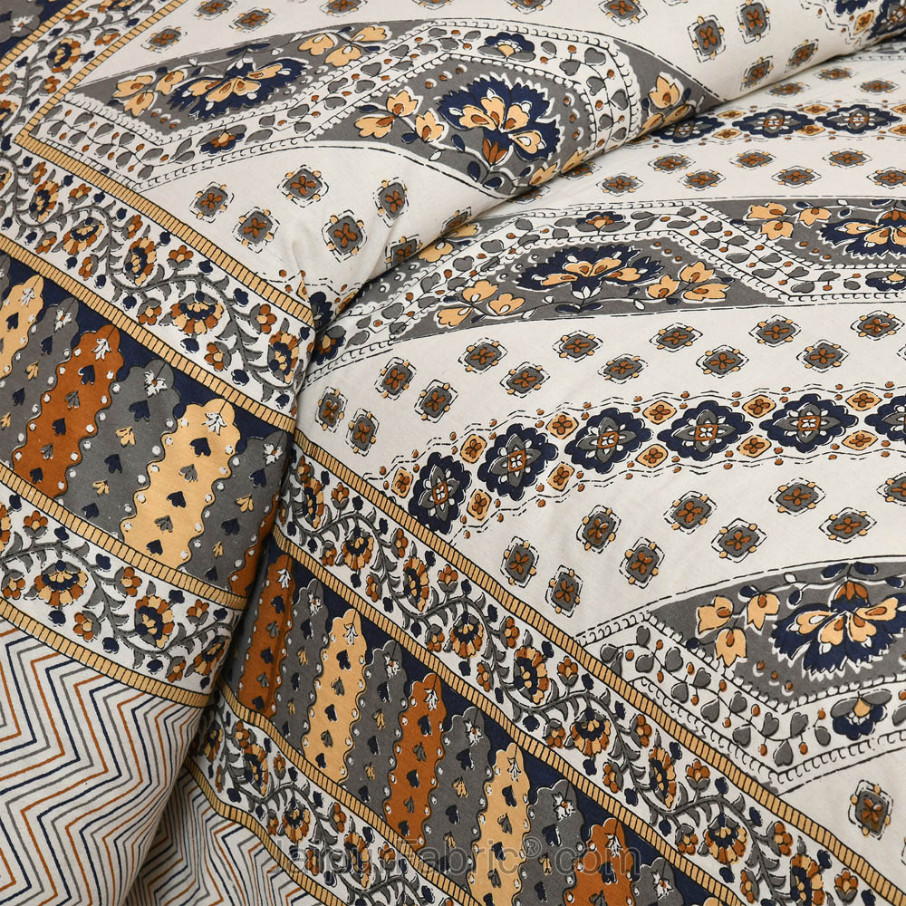Lienage Grey Jaipur Fabric Double Bed Sheet