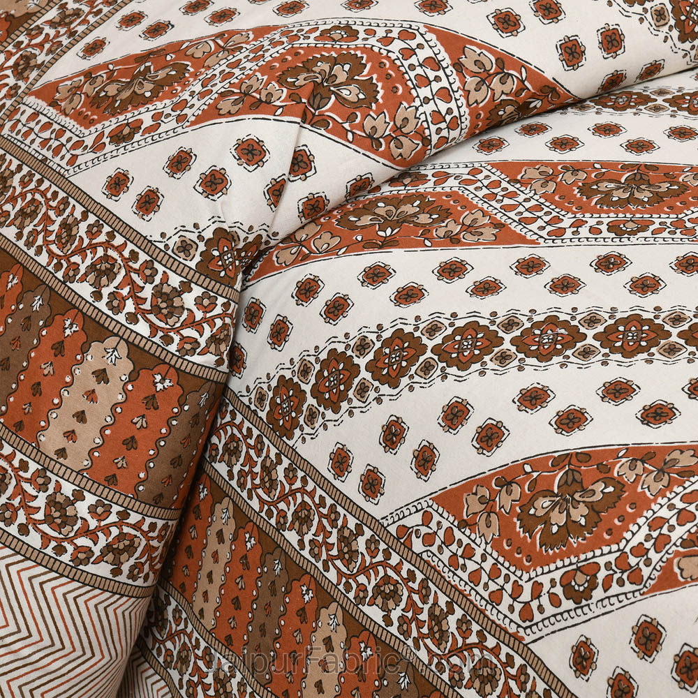 Lienage Brown Jaipur Fabric Double Bed Sheet