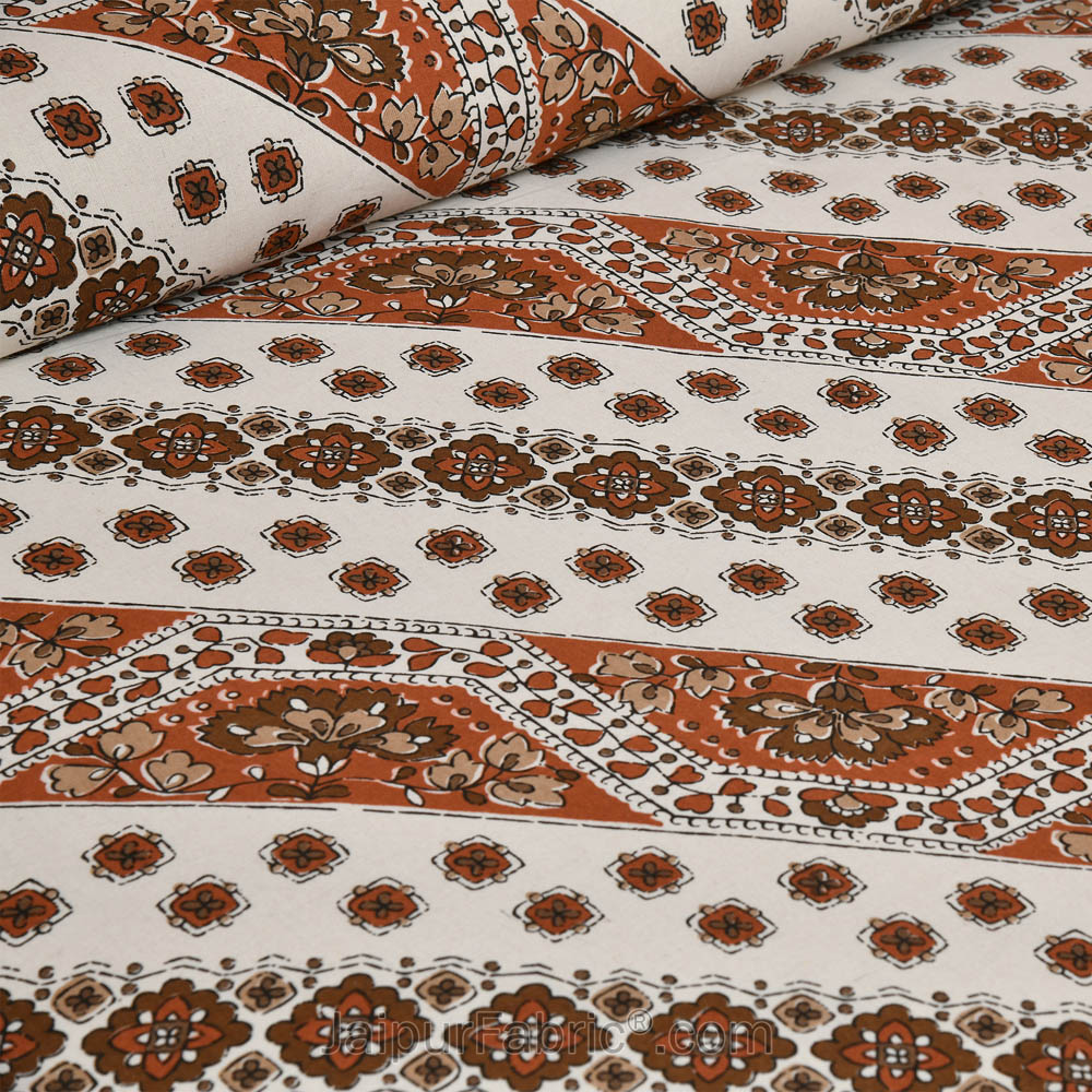Lienage Brown Jaipur Fabric Double Bed Sheet