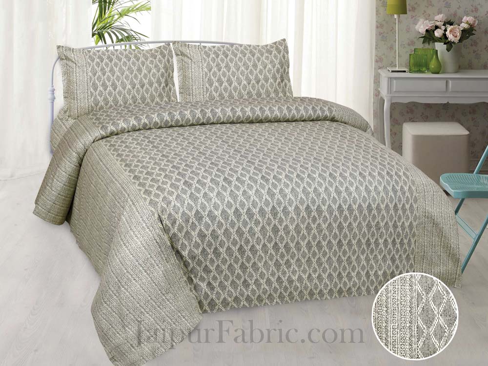 Impressive Grey Pure Cotton King Size Double Bedsheet