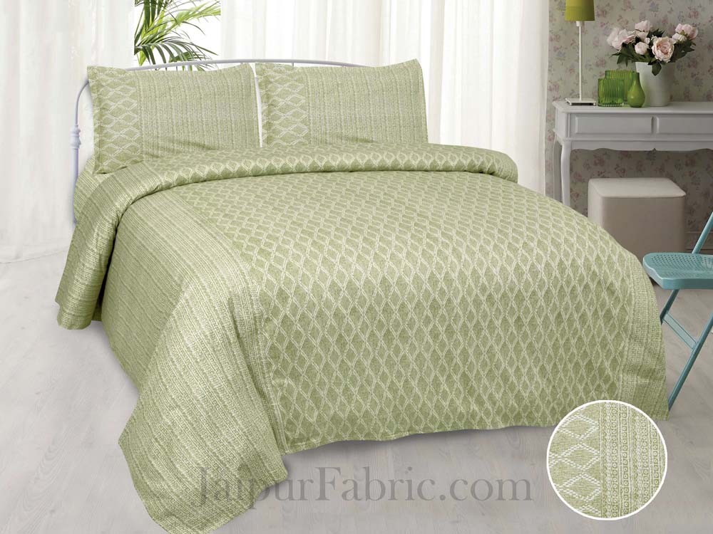 Impressive Light Green Pure Cotton King Size Double Bedsheet