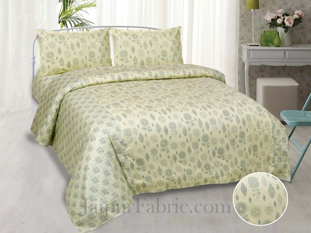 Sensational Light Green Pure Cotton King Size Double Bedsheet