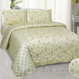 Sensational Light Green Pure Cotton King Size Double Bedsheet