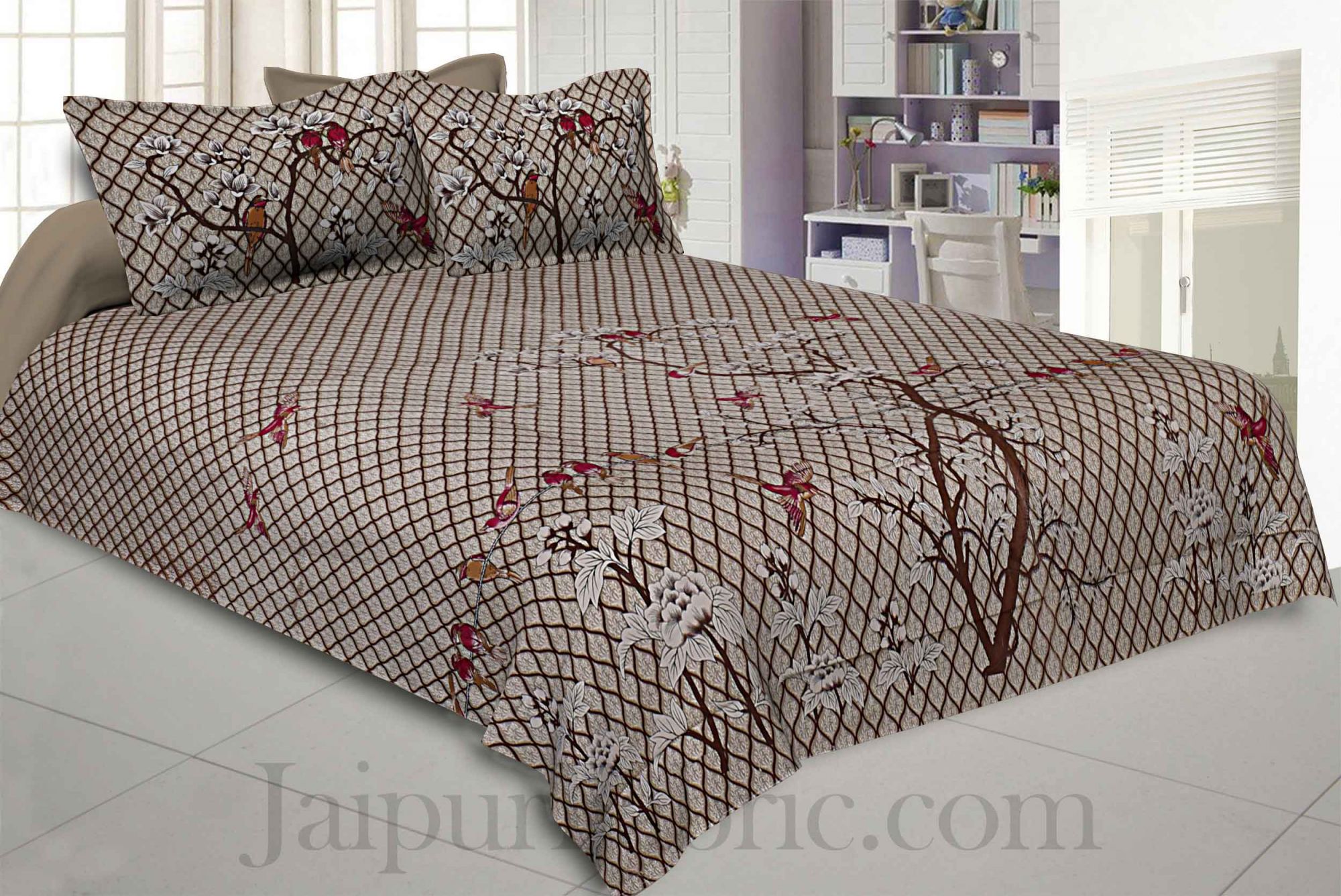 Earth Sparrow Cotton King Size Bedsheet