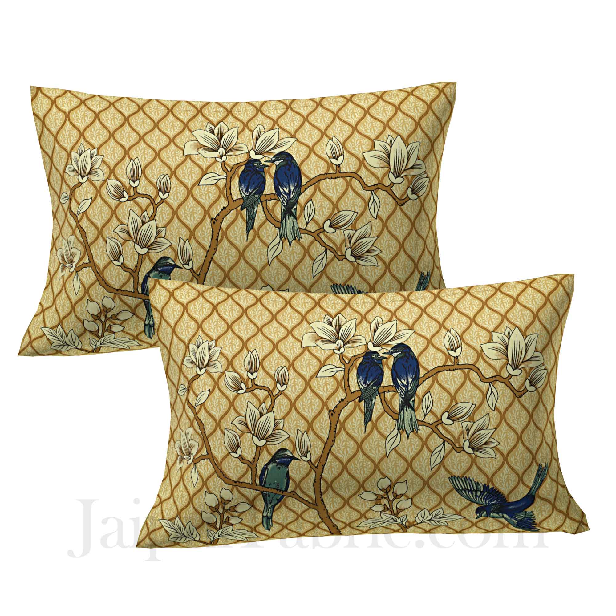 Golden Sparrow Cotton King Size Bedsheet