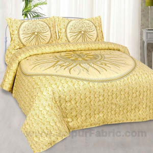 Sun Shine Yellow Cotton King Size Bedsheet