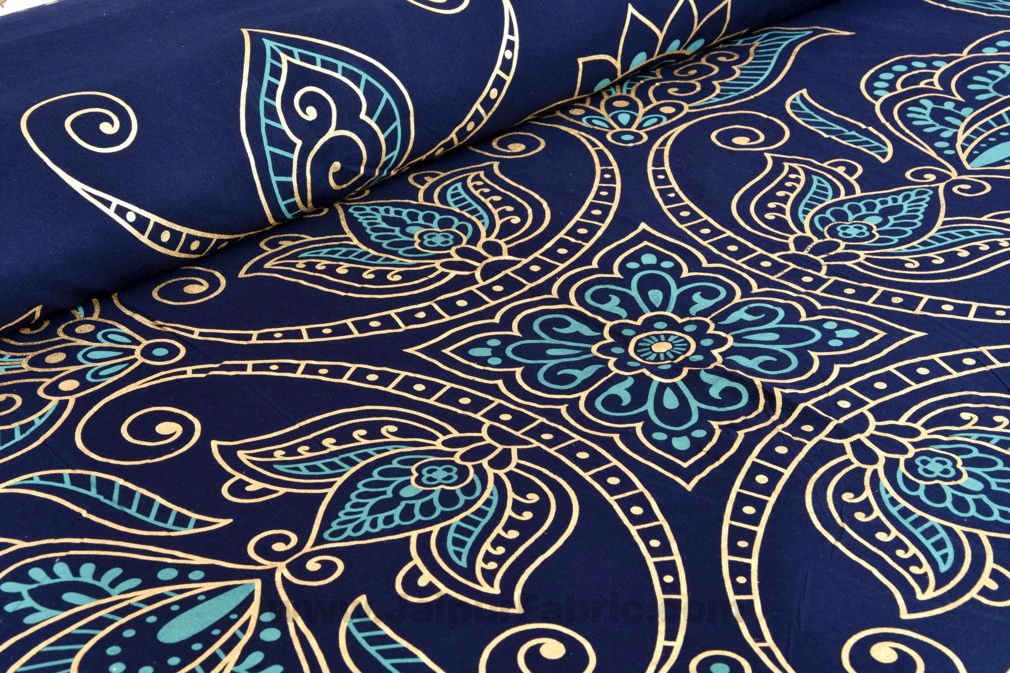 Royal Goldi Navy Blue King Size Bed Sheet