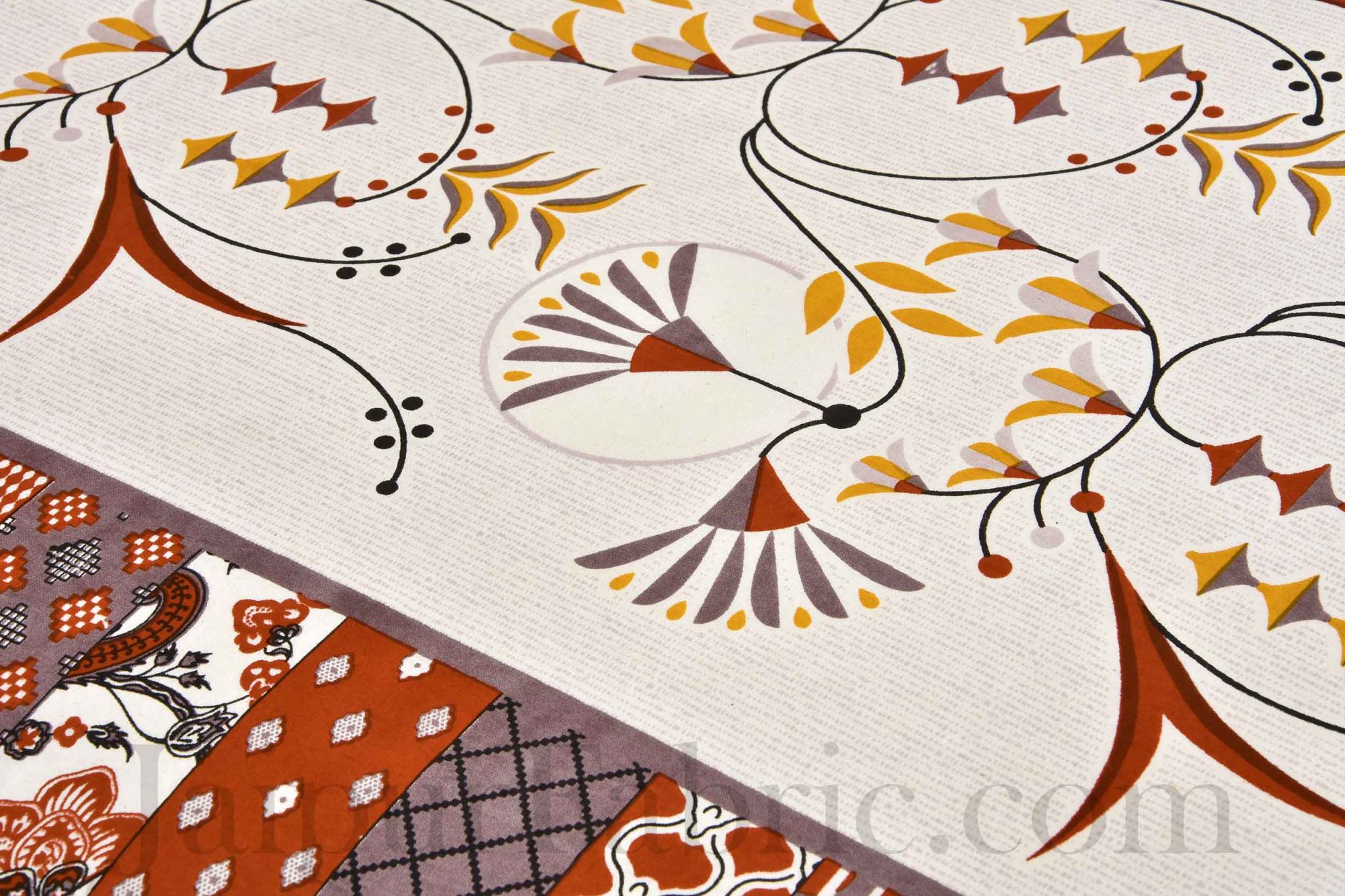 Maroon Floral Ethnic Cotton Jaipur Double Bedsheet