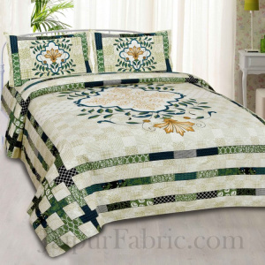 Minty Green Floral Cotton Jaipur Double Bedsheet