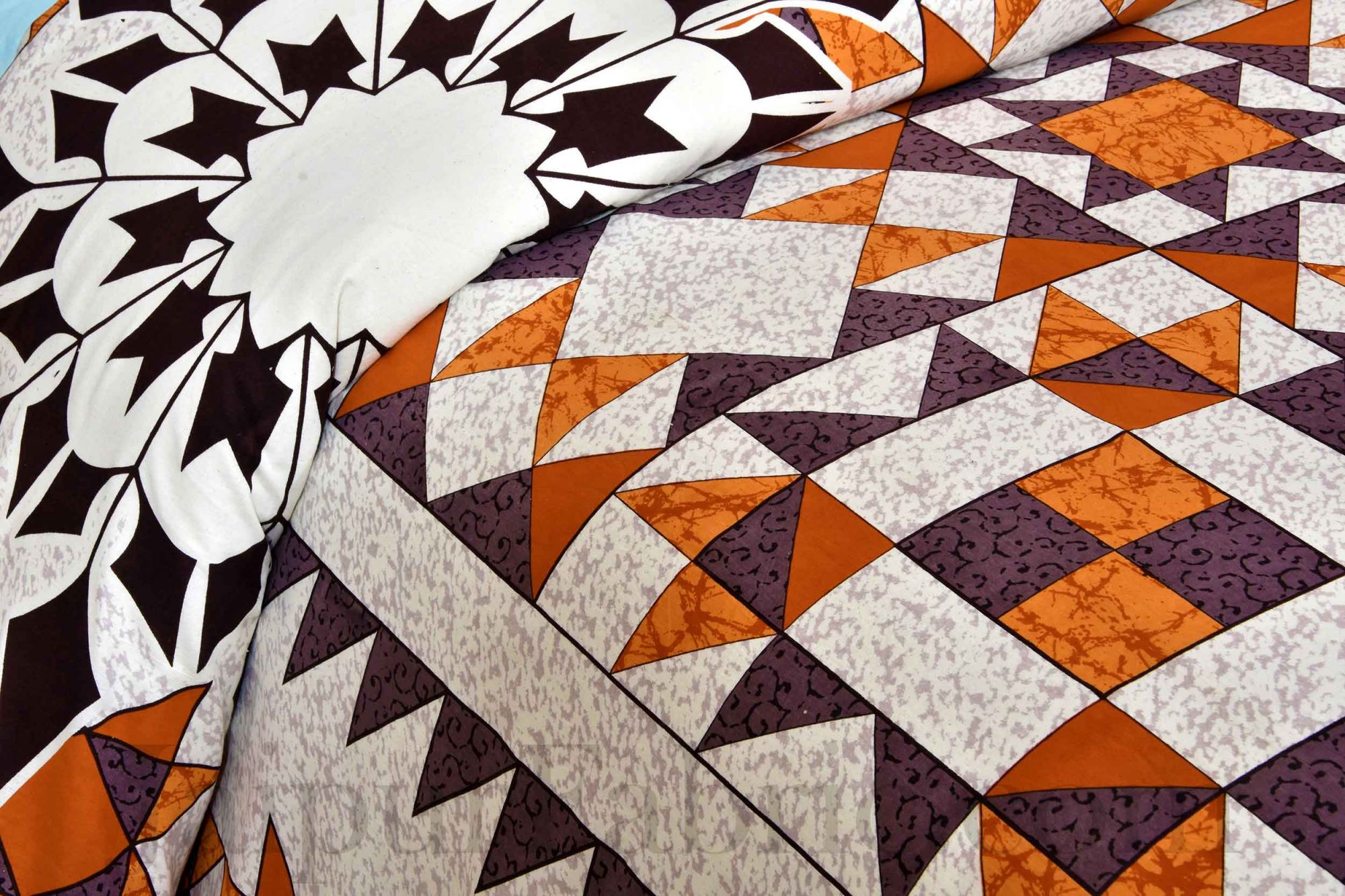 Multi-color Modern Geometric Cotton Jaipur Double Bedsheet
