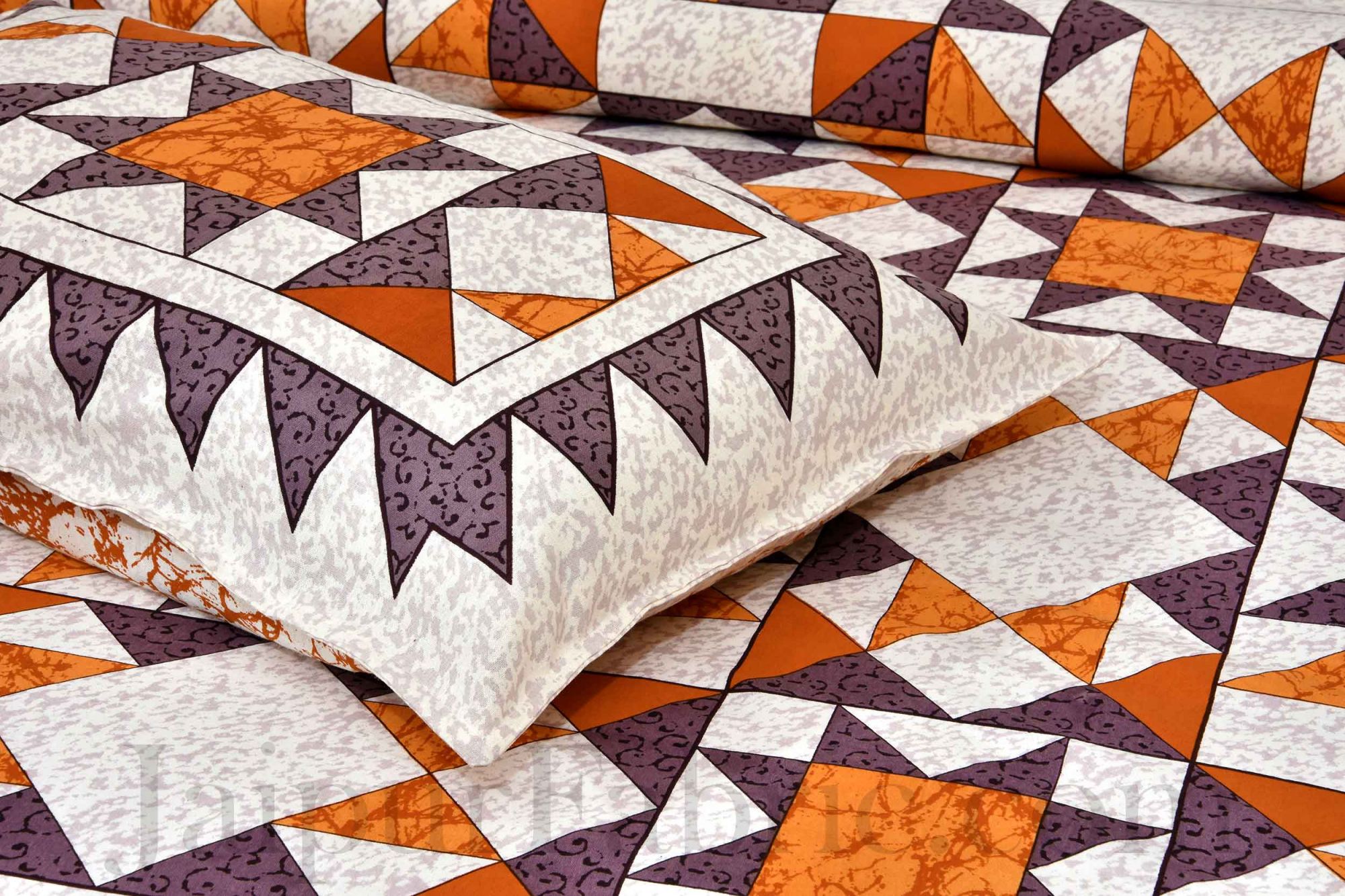 Multi-color Modern Geometric Cotton Jaipur Double Bedsheet
