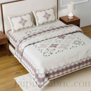 Brown &amp; Cream Ornate Cotton Jaipur Double Bedsheet