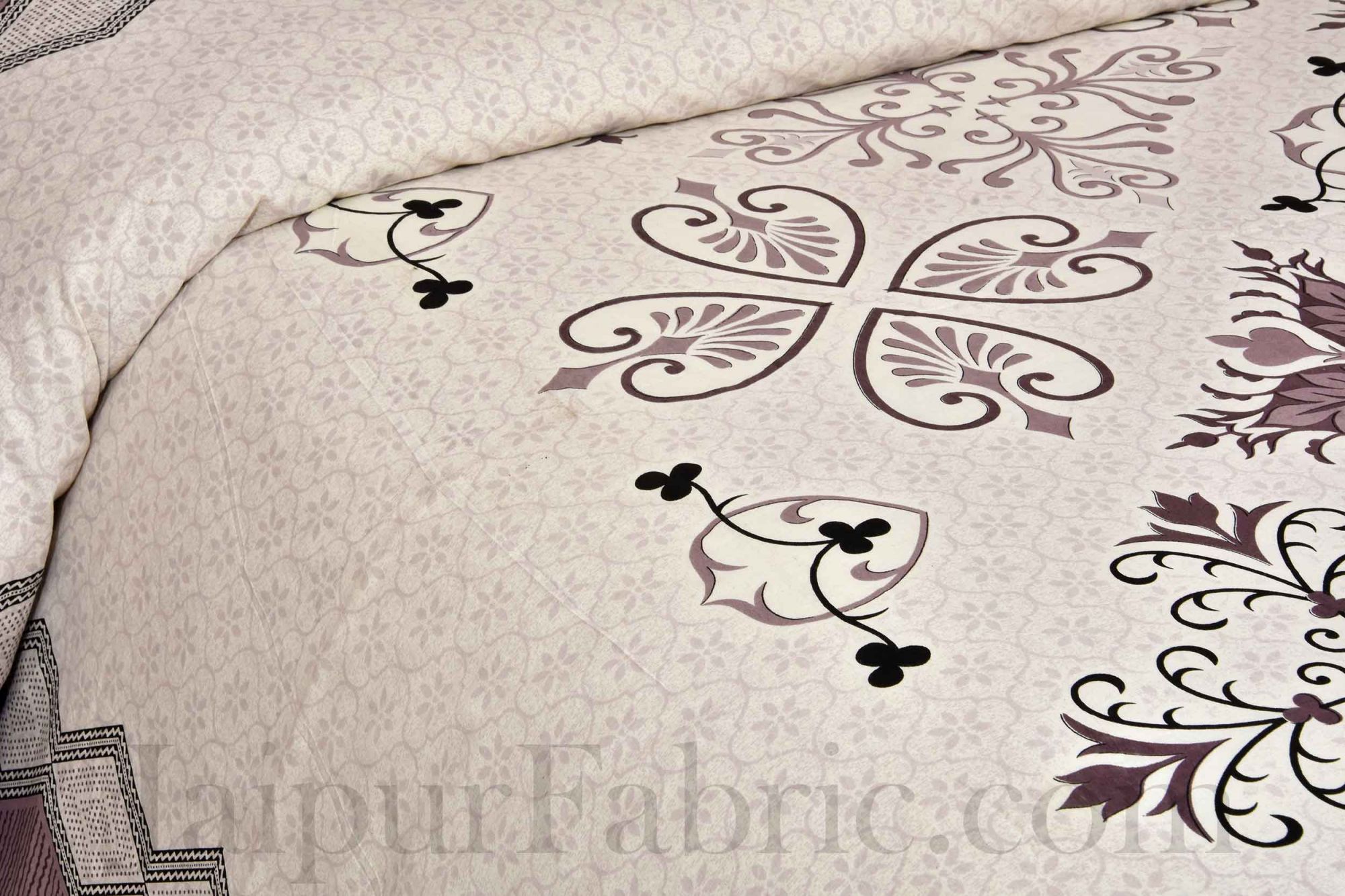Brown & Cream Ornate Cotton Jaipur Double Bedsheet