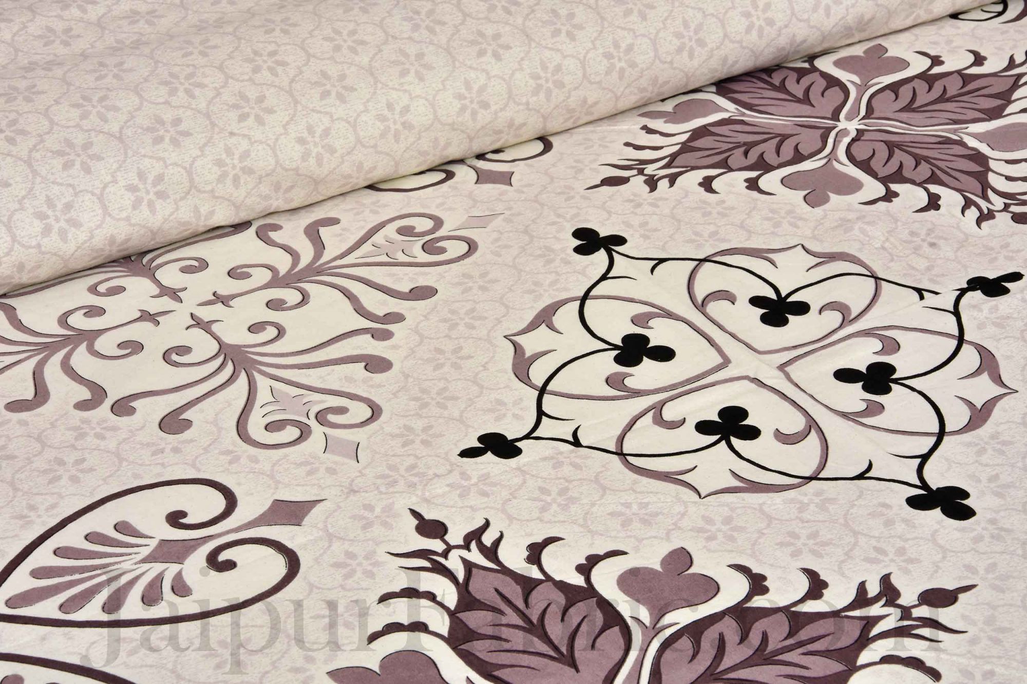 Brown & Cream Ornate Cotton Jaipur Double Bedsheet