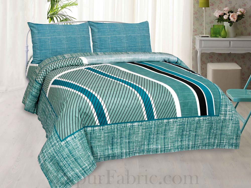Jaipur Fabric Sea Green Classic Trendy Cotton Double Bedsheet