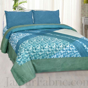 Jaipur Fabric Multi Color Design Small Checkered Border Cotton Double Bedsheet