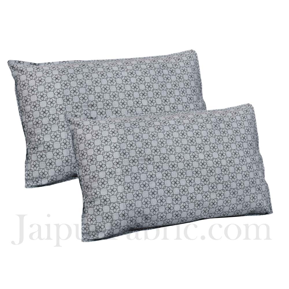 Jaipur Fabric Grey Ornate Floral Cotton Double Bedsheet