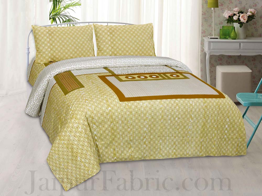 Jaipur Fabric Yellow Ornate Floral Cotton Double Bedsheet