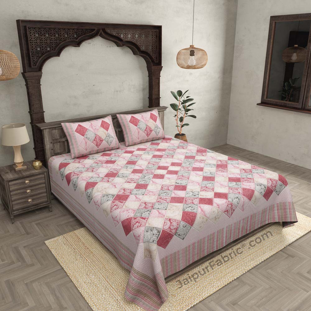 Ethnic Tiles Pink Double Bedsheet