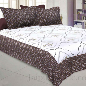 Jaipuri Jharokha Brown Double Bedsheet