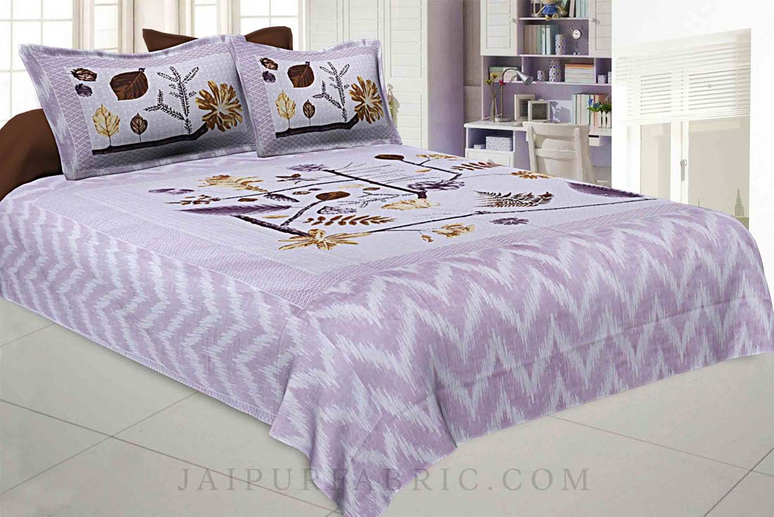 The Biome Pattern Grey Cotton Double Bedsheet
