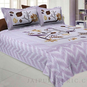 The Biome Pattern Grey Cotton Double Bedsheet
