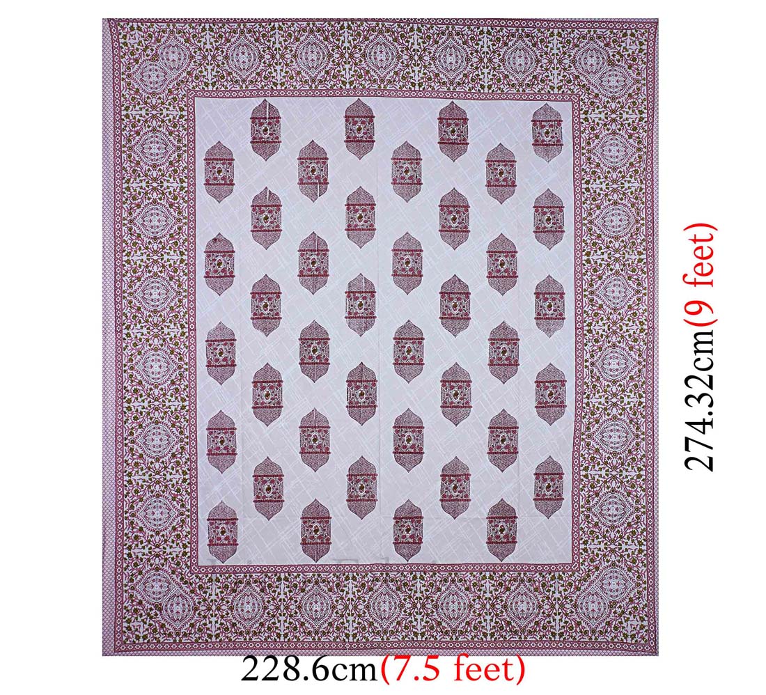 The Hawa Mahal Jharokha Pink Cotton Double Bedsheet