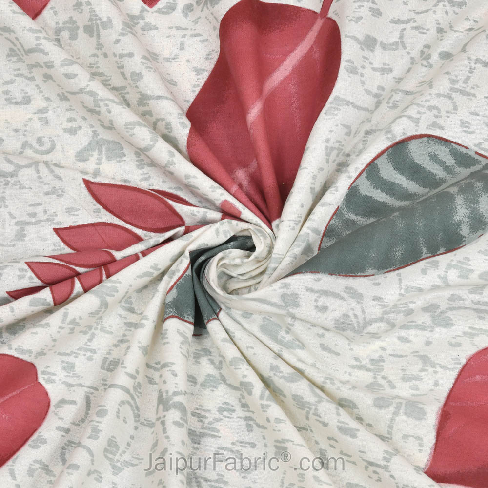 Playful Petals Red Cotton Double Bedsheet