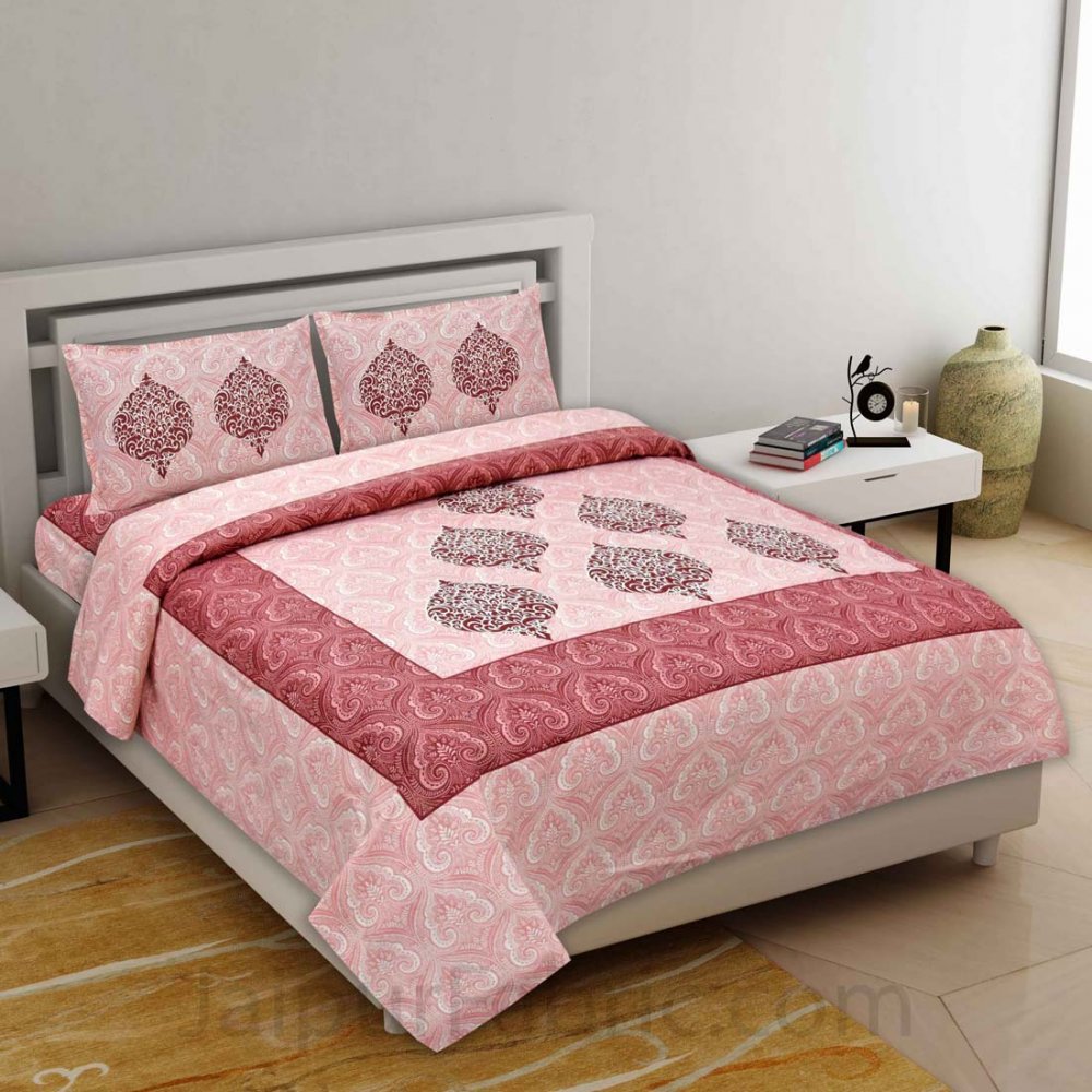 Classic Tradition Pink Pure Cotton King Size Bedsheet