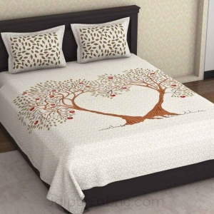 Trees Delight Brown Pure Cotton King Size Bedsheet