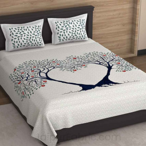 Trees Delight Blue Pure Cotton King Size Bedsheet