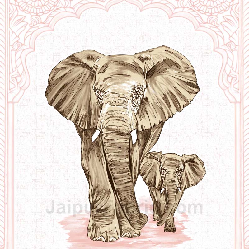 Pink Elephant Print King Size Bedsheet