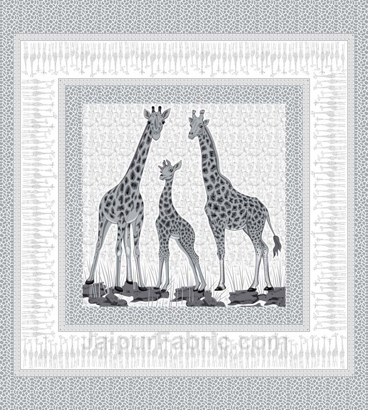 Grey Giraffe Print King Size Bedsheet