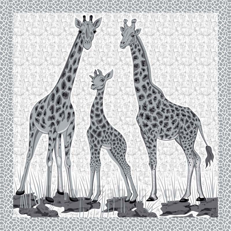 Grey Giraffe Print King Size Bedsheet