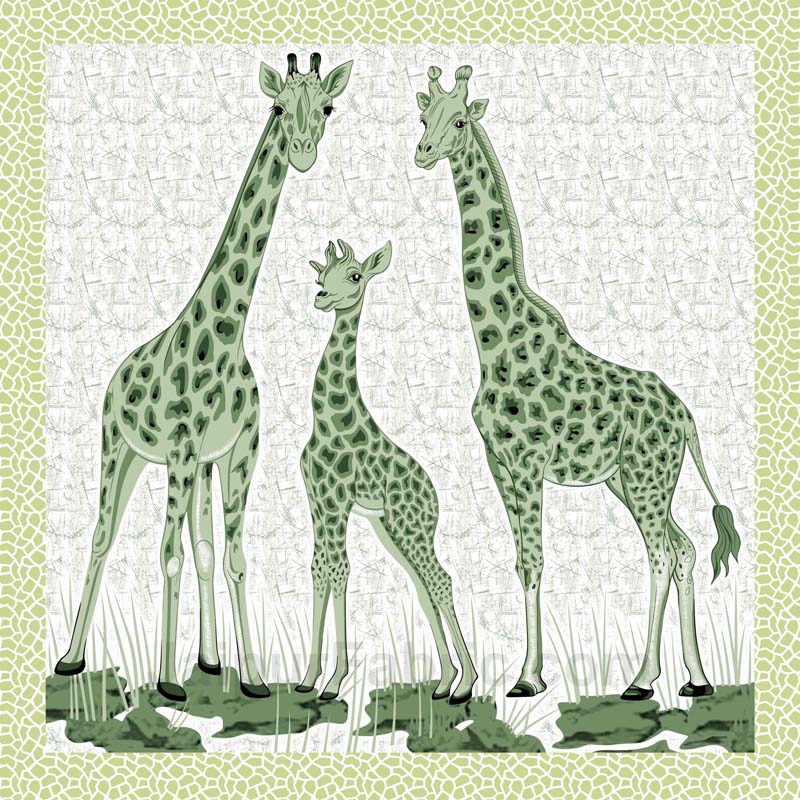 Green Giraffe Print King Size Bedsheet