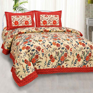 Grace Creeper Red Painting Prints Double BedSheet