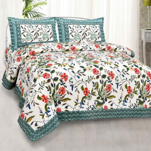 Grace Creeper Green Painting Prints Double BedSheet