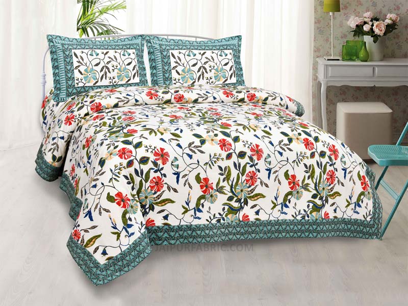 Grace Creeper Green Painting Prints Double BedSheet