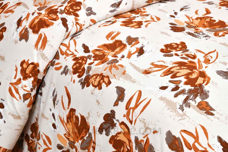Floral Red Painting Prints Double BedSheet