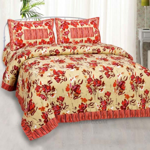 Floral Cream Painting Prints Double BedSheet