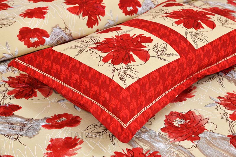 Gardiance Red Painting Prints Double BedSheet