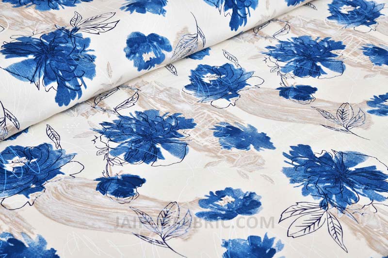 Gardiance Blue Painting Prints Double BedSheet