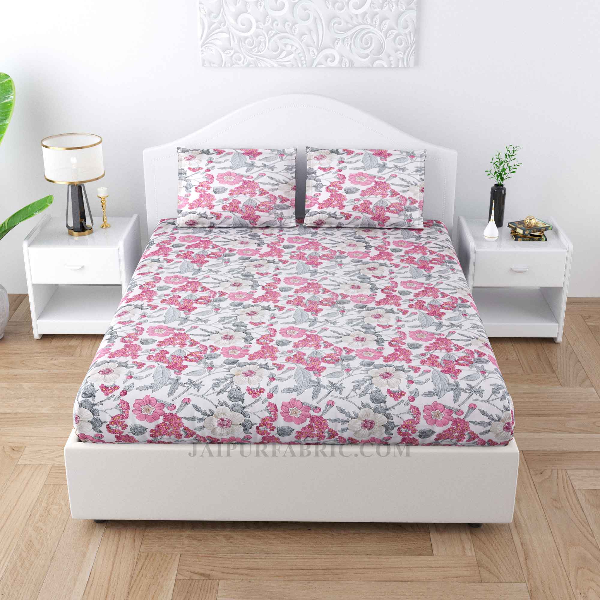 Smooth N Soothing Pink Cotton Double Bedsheet