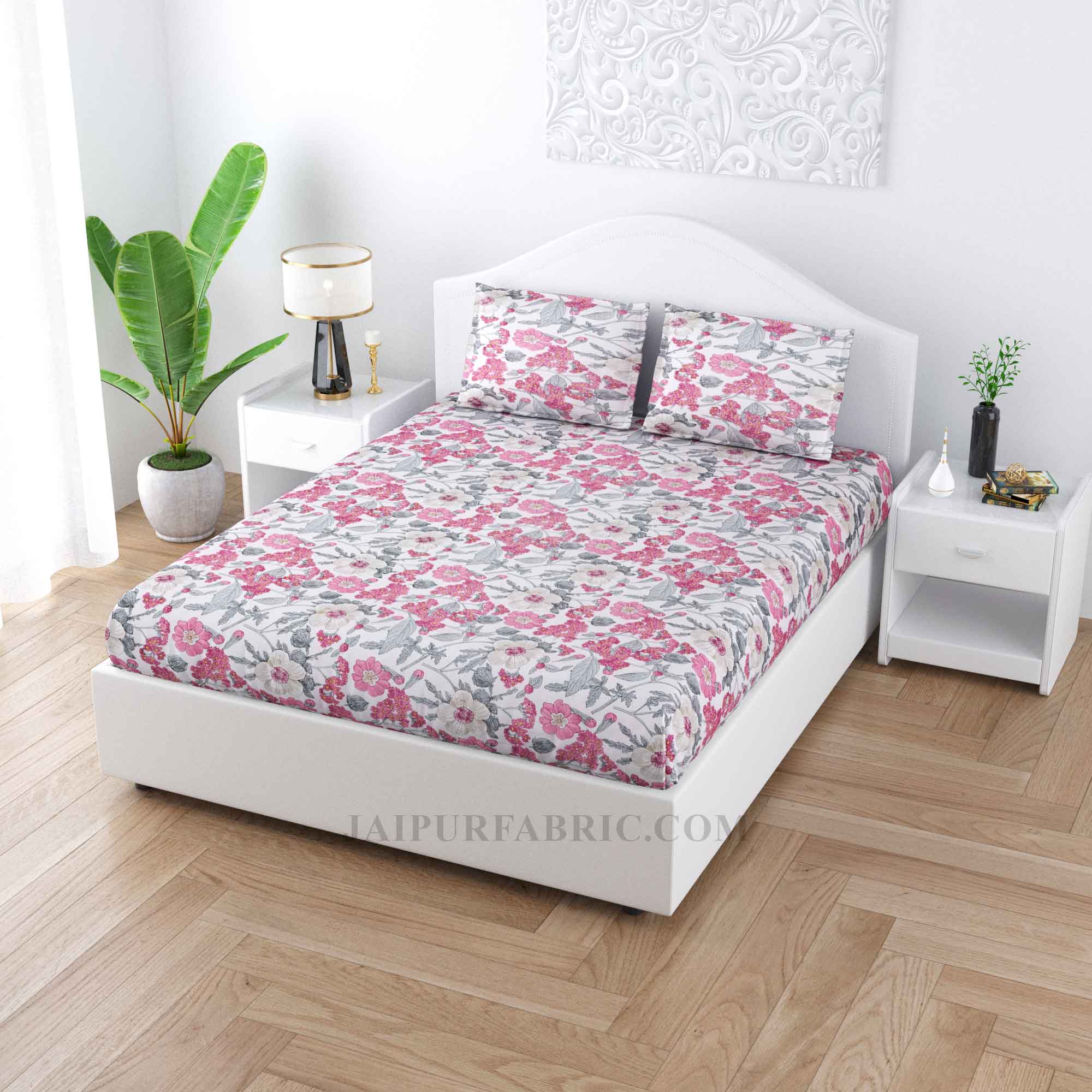 Smooth N Soothing Pink Cotton Double Bedsheet