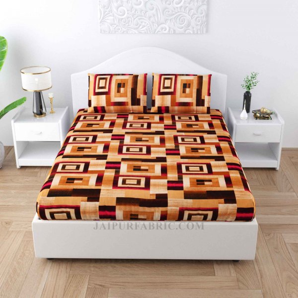 Magical Maze Brown Cotton Double Bedsheet