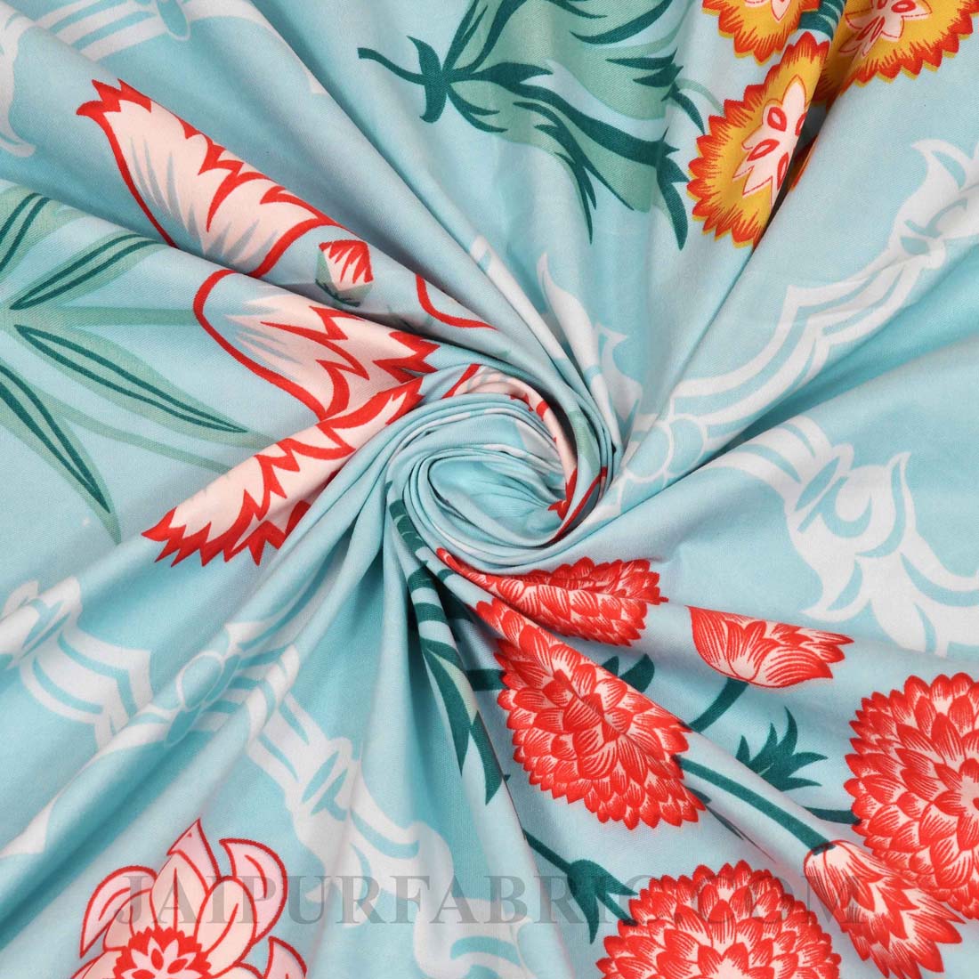 Decorated Diamonds Blue Cotton Double Bedsheet