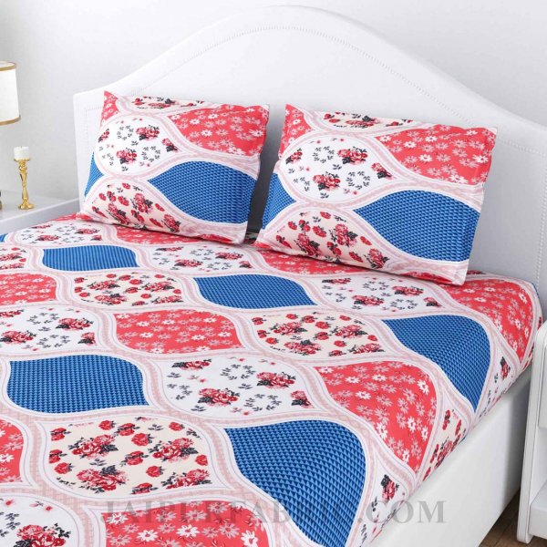 Flowery Waves Colorful Poly Cotton Double Bedsheet