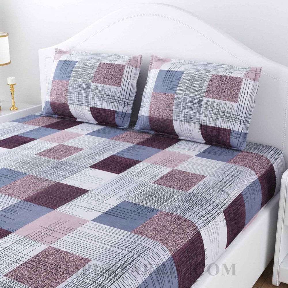 Quadrangle Print Poly Cotton Double Bedsheet