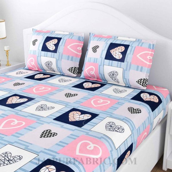 Love Hearts Poly Cotton Double BedSheet