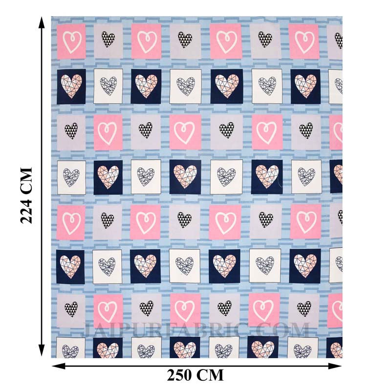 Love Hearts Poly Cotton Double BedSheet